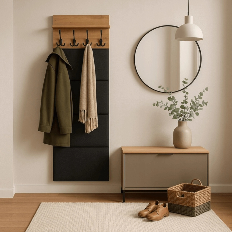 Panel tapicerowany do przedpokoju 50 cm grafitowy PARMOS dąb artisan