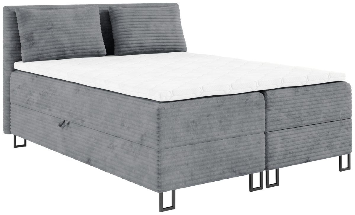 Dwuosobowe łóżko 160x200 cm z pojemnikiem do sypialni TESSA szare