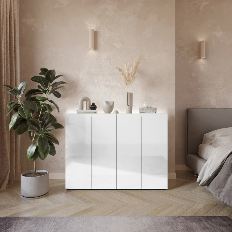 Nowoczesna komoda do salonu biały połysk 126 cm EASY EA-02