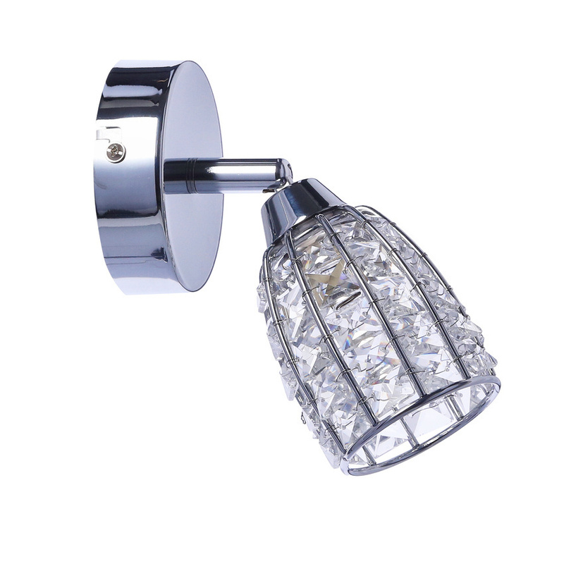 Chromowy kinkiet ścienny do salonu 1 płomienny SHIBA metal bezbarwny