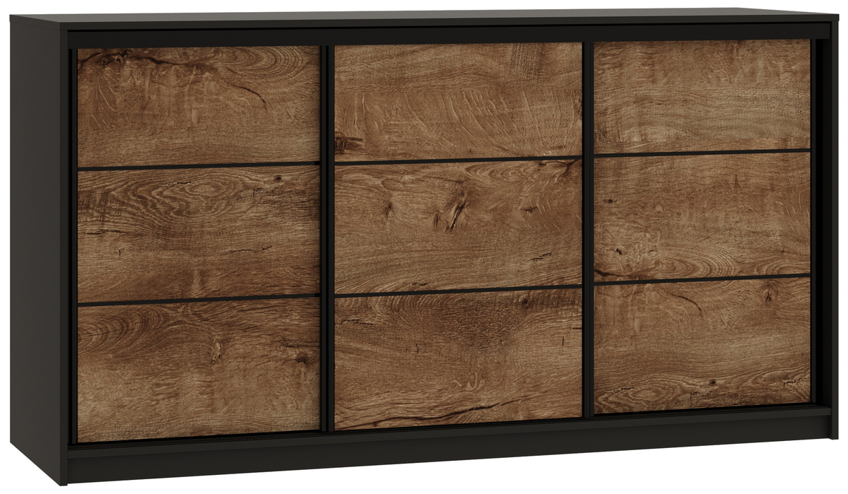 Trzydrzwiowa komoda z szufladami do sypialni 180 cm LOFT