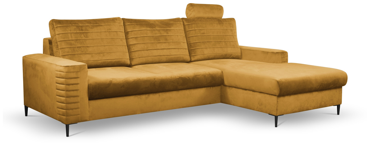 Musztardowy narożnik z funkcją spania CASTI