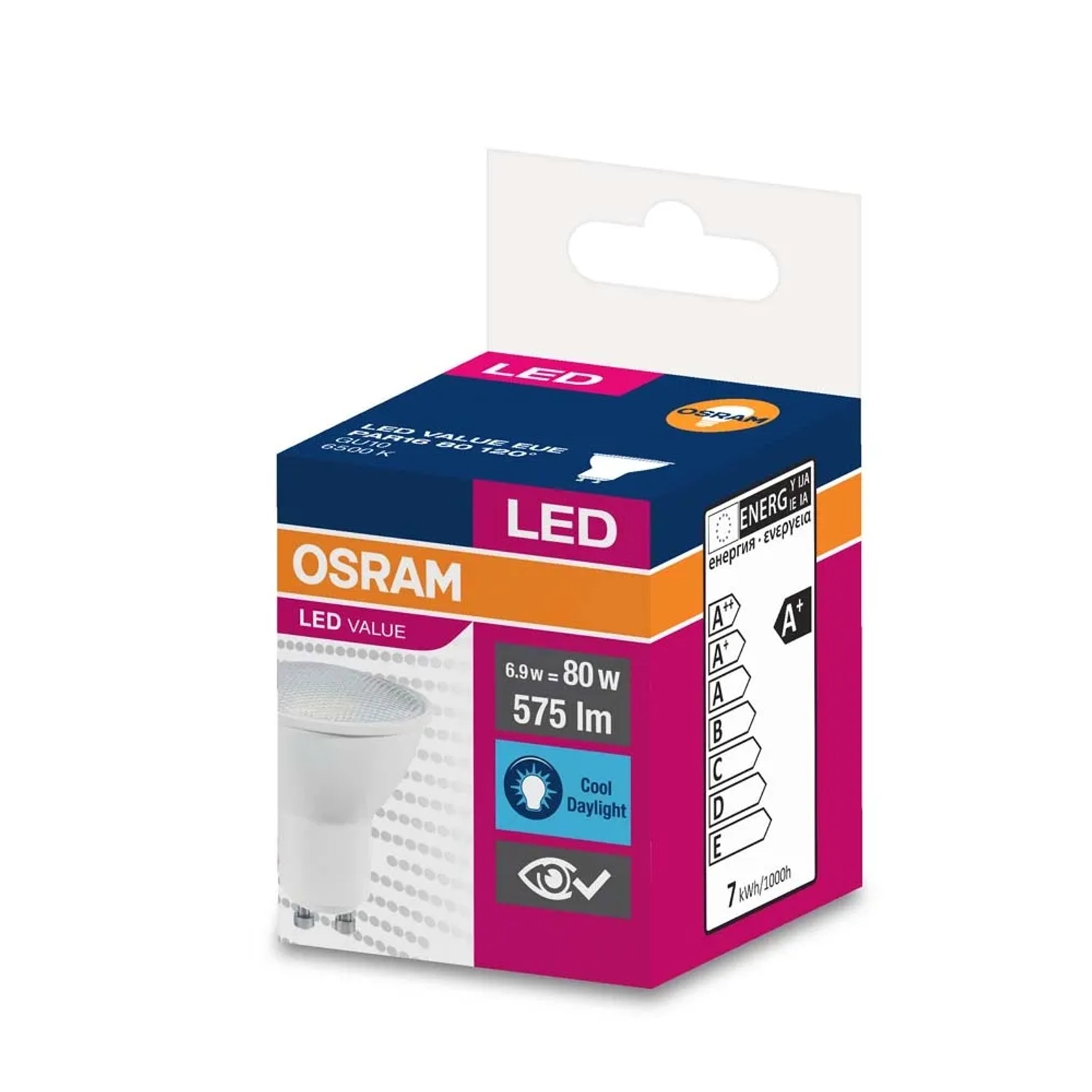 Żarówka LED VALUE PAR16 120 st. GU10 6,9W 6500K 575lm