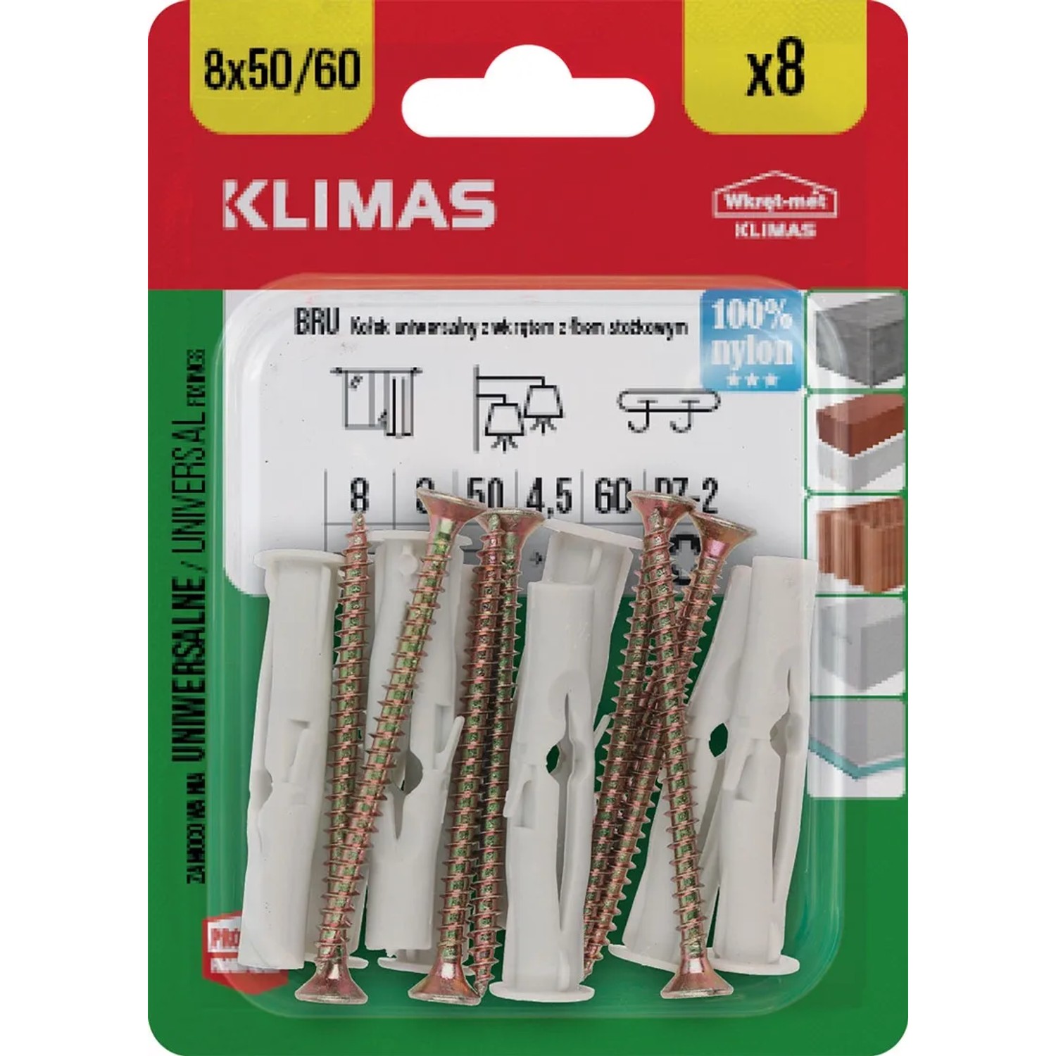 Wkręt-met Kołek uniwersalny z łbem stożkowym 8 mm x 60 mm