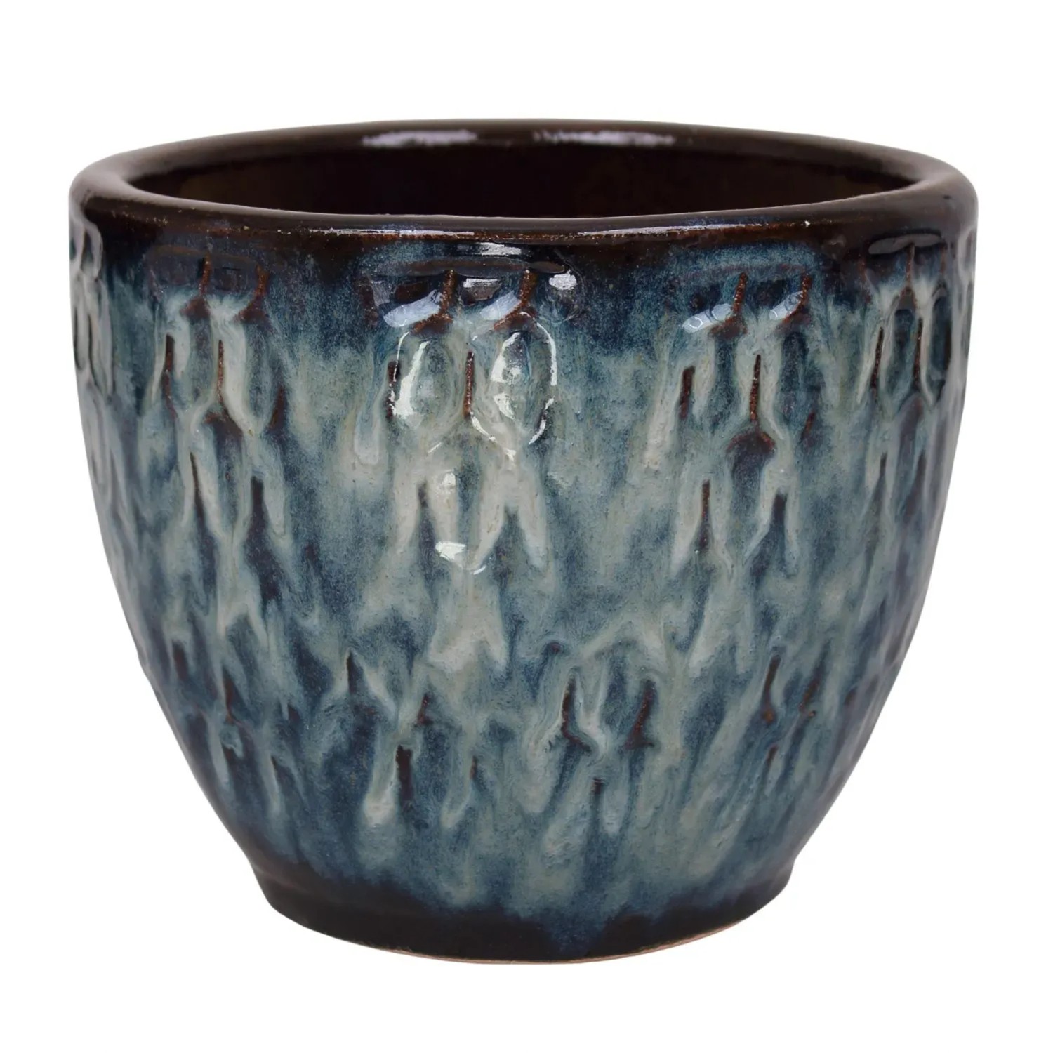 Donica szkliwiona Palawan błękitna 22x18 cm