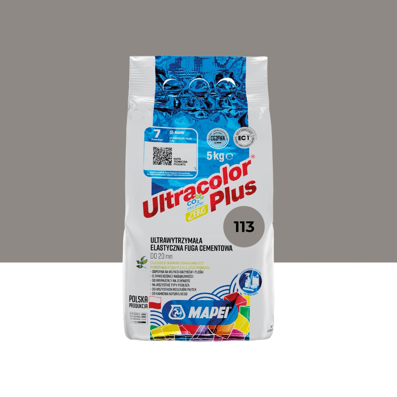 Mapei Fuga elastyczna UltraColor Plus 113 szara 5 kg