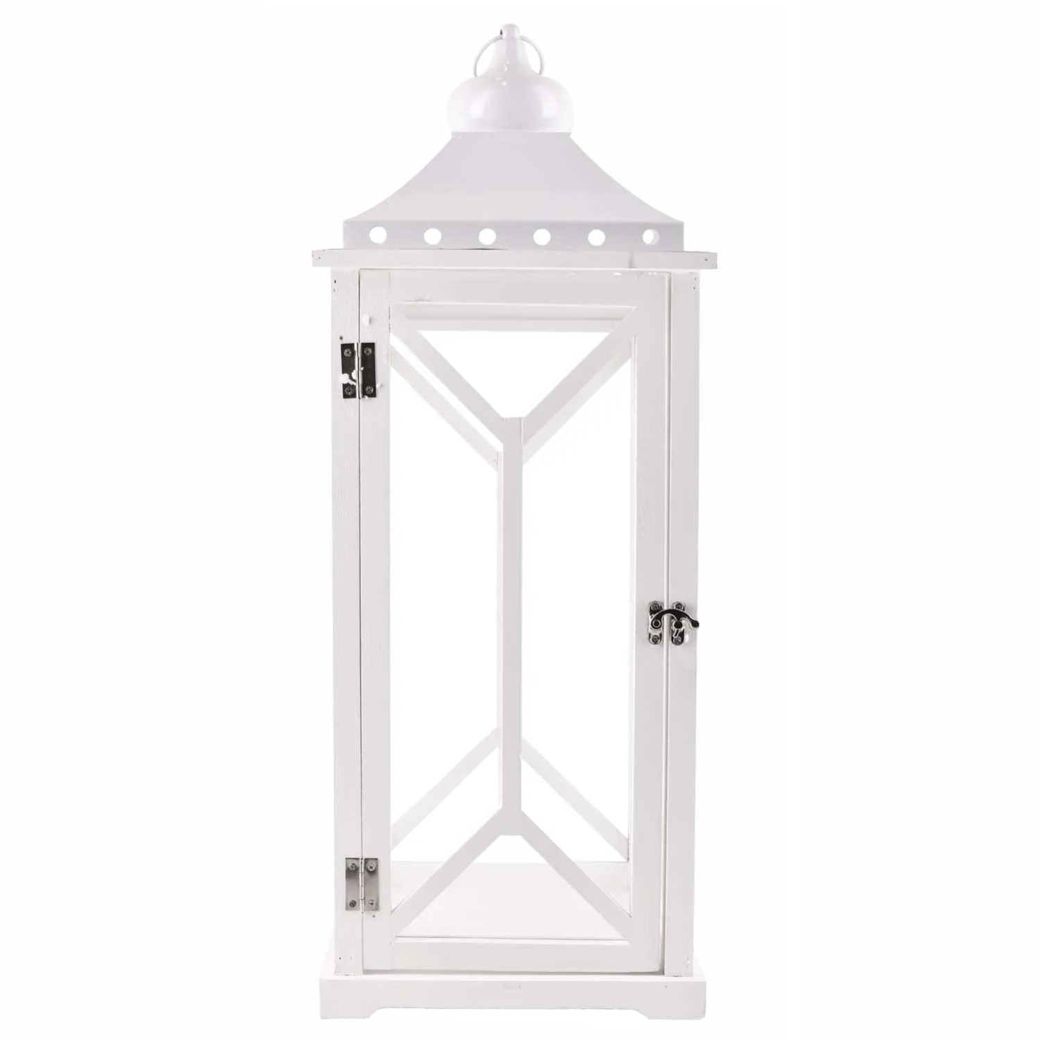 Latarnia drewniana Sophia biała - 25 x 25 x 65 cm