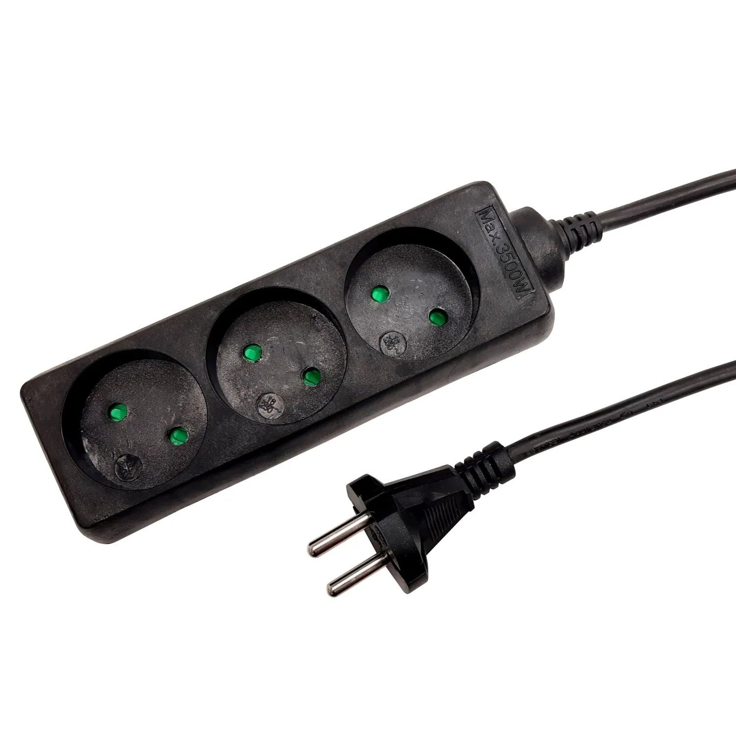 Düwi Przedłużacz 3-gniazdowy 2P 2x1,0 mm2 czarny 1,5 m