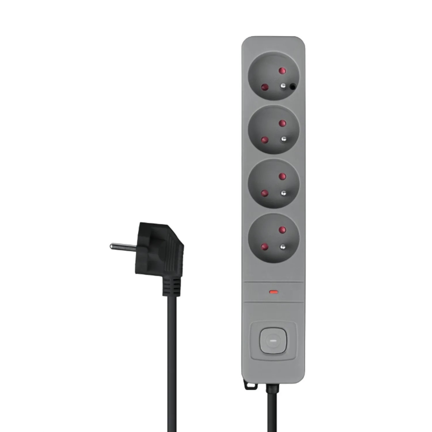 DPM Listwa ochronna z wyłącznikiem 4-gniazdowa 2P+Z szara 3 m