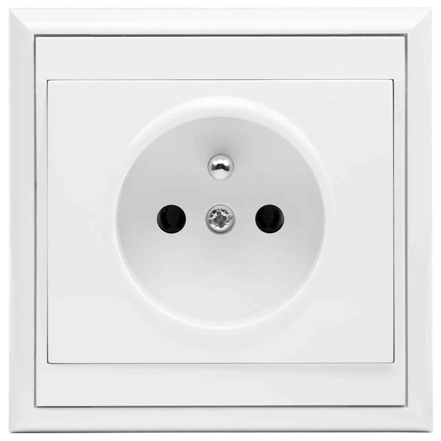 Gniazdo Luna pojedyncze z uziemieniem białe