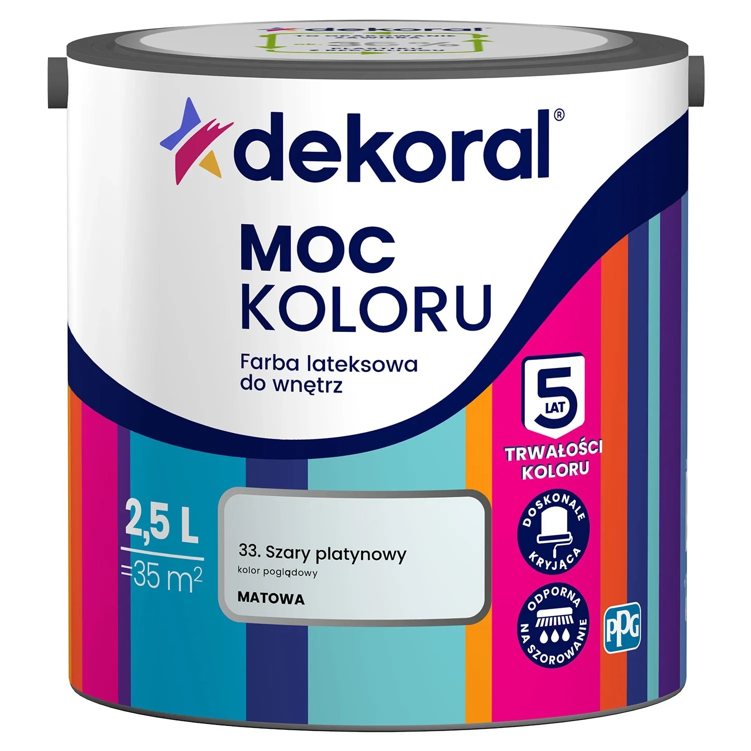 Farba Dekoral Moc Koloru szary platynowy 2,5 l