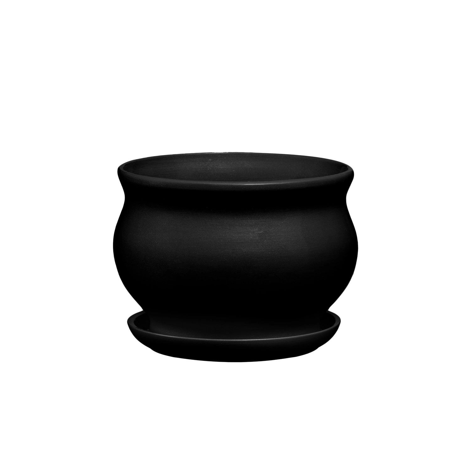 Doniczka z podstawką Kokarda czarny mat - 13 cm