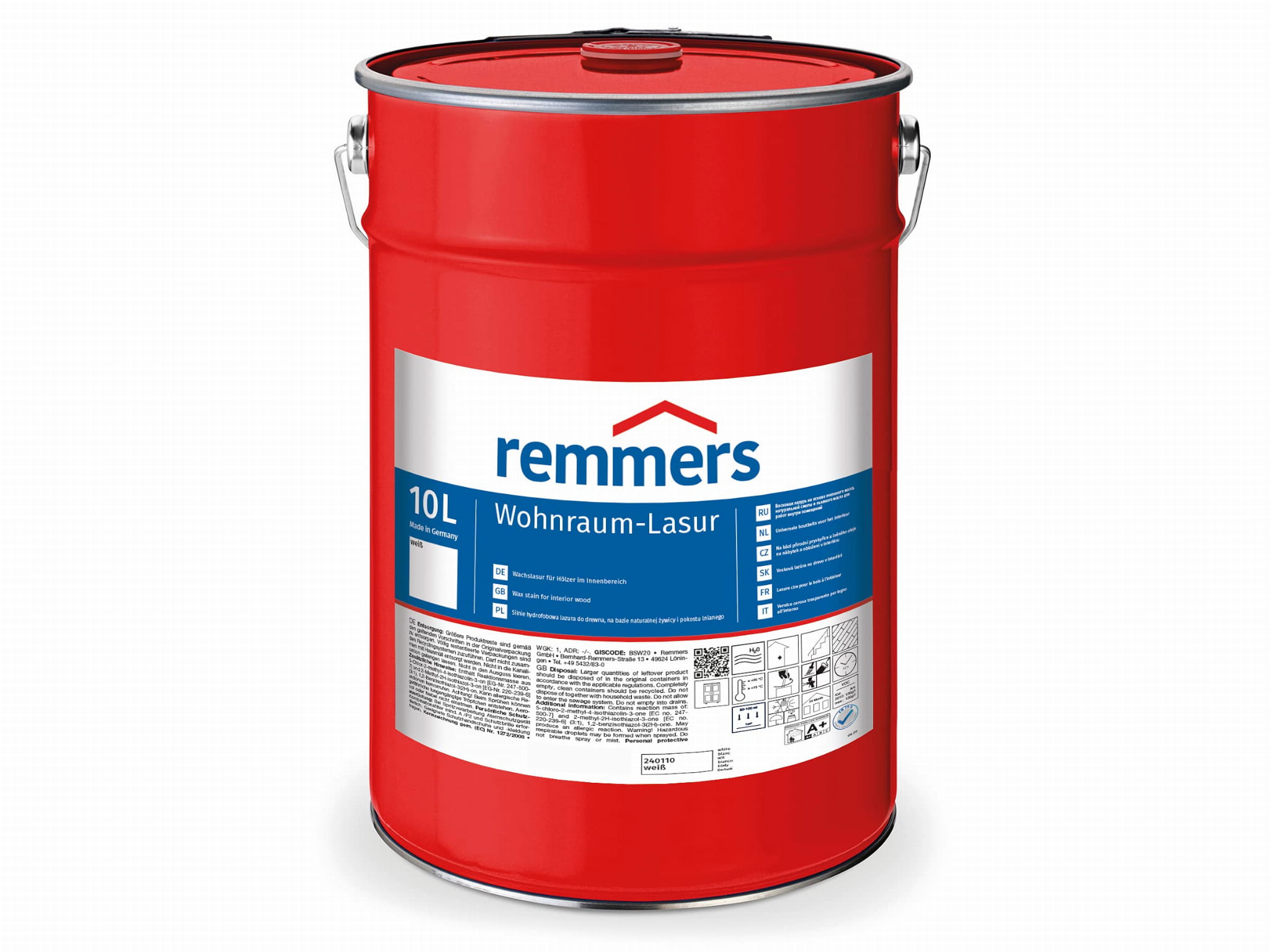 REMMERS LAZURA WOSKOWA HYDROFOBOWA NA BAZIE ŻYWICY DO WNĘTRZ BIAŁY 10L