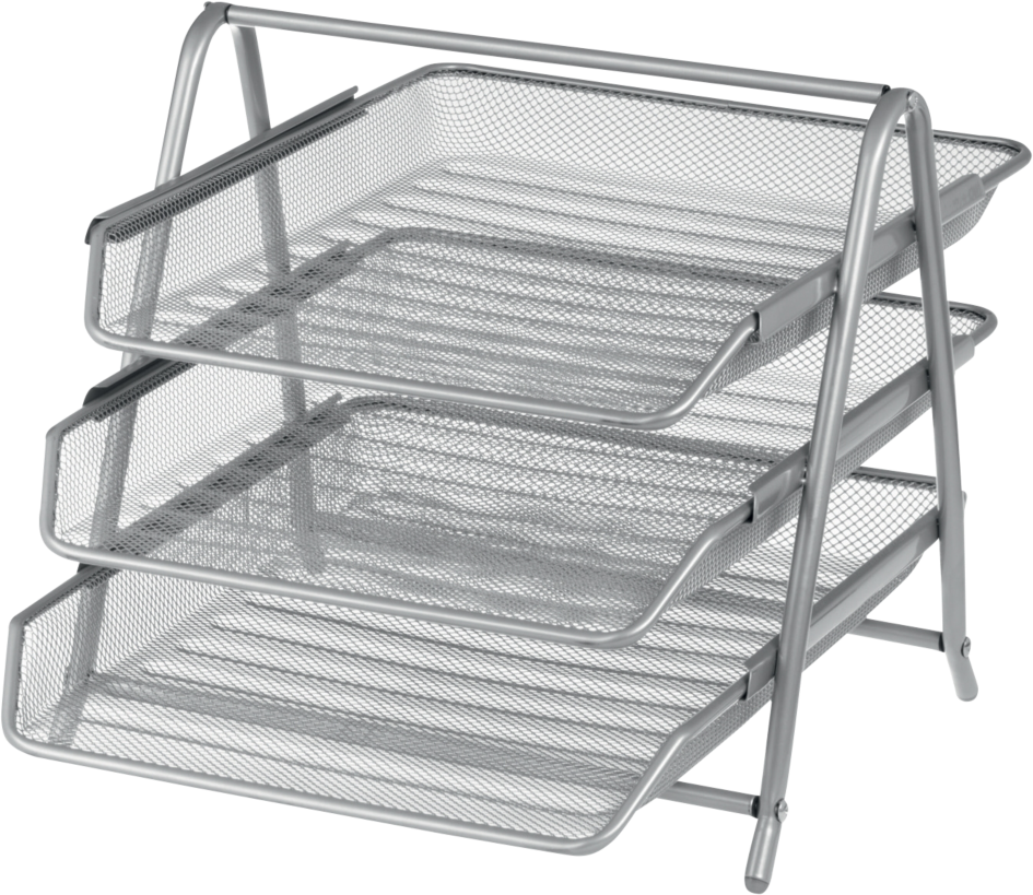 Zestaw 3 półek na dokumenty Viking, A4, druciany, srebrny