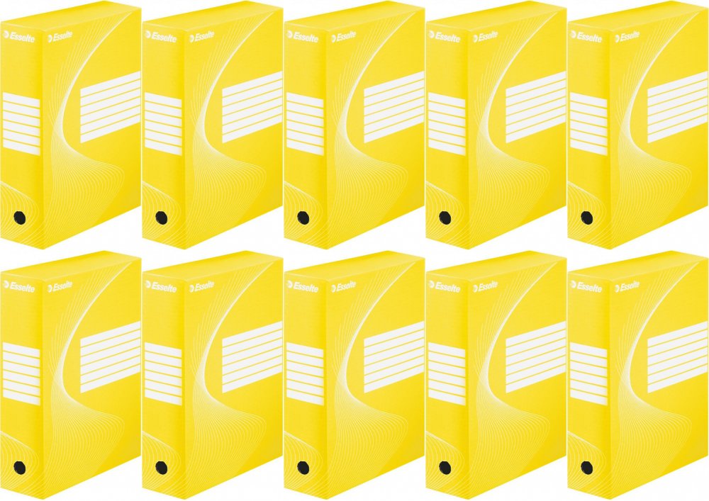 10x Pudło archiwizacyjne Esselte Standard, do luźnych dokumentów, 100mm, żółty