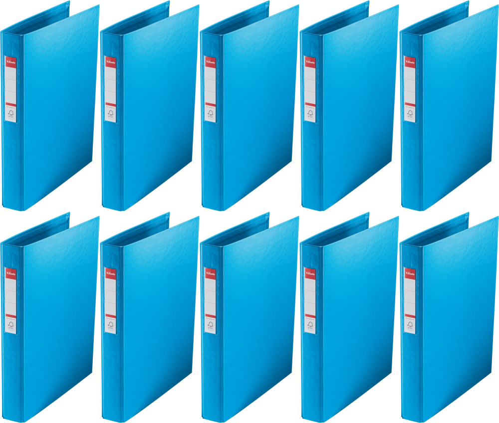 10x Segregator Esselte Vivida, A4, szerokość grzbietu 42mm, do 190 kartek, 4 ringi, niebieski