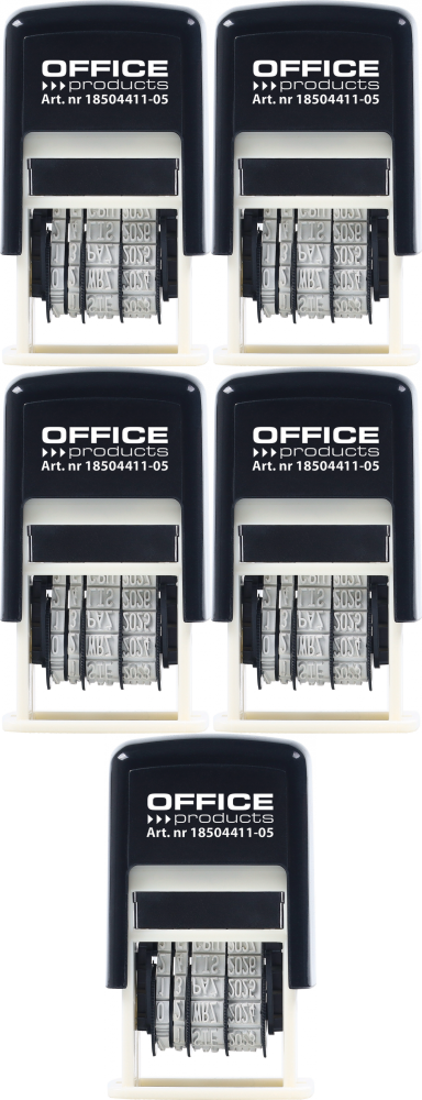 5x Datownik samotuszujący Office Products, z tuszem, wersja cyfrowa, czarny
