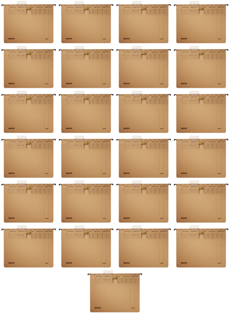 25x Skoroszyt zawieszany Leitz Alpha, A4, 348x270mm, 225g/m2, brązowy