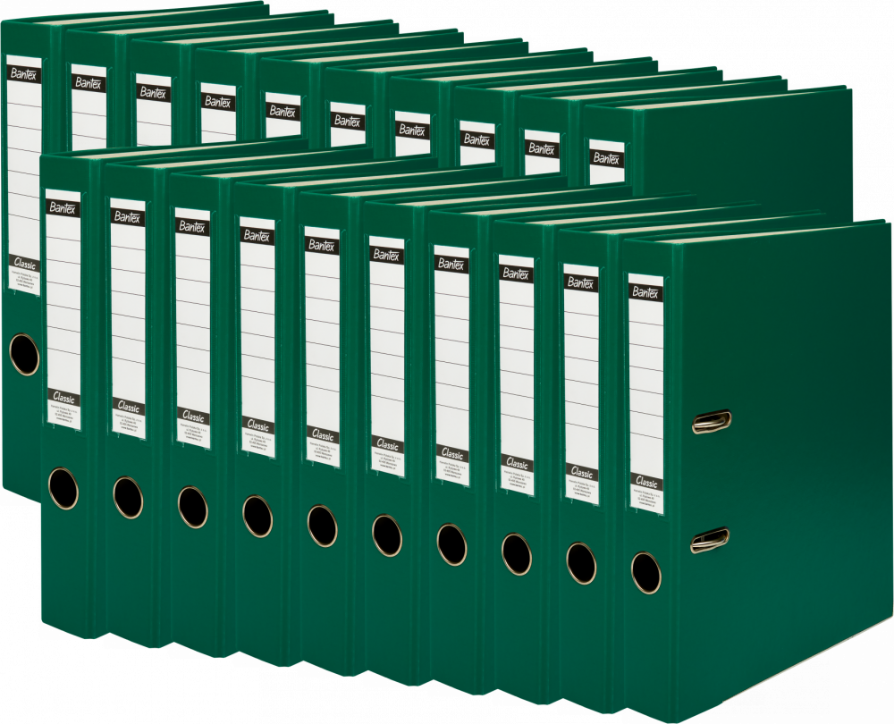 20x Segregator A4 Bantex Budget Classic, 50mm, do 350 kartek, zielony