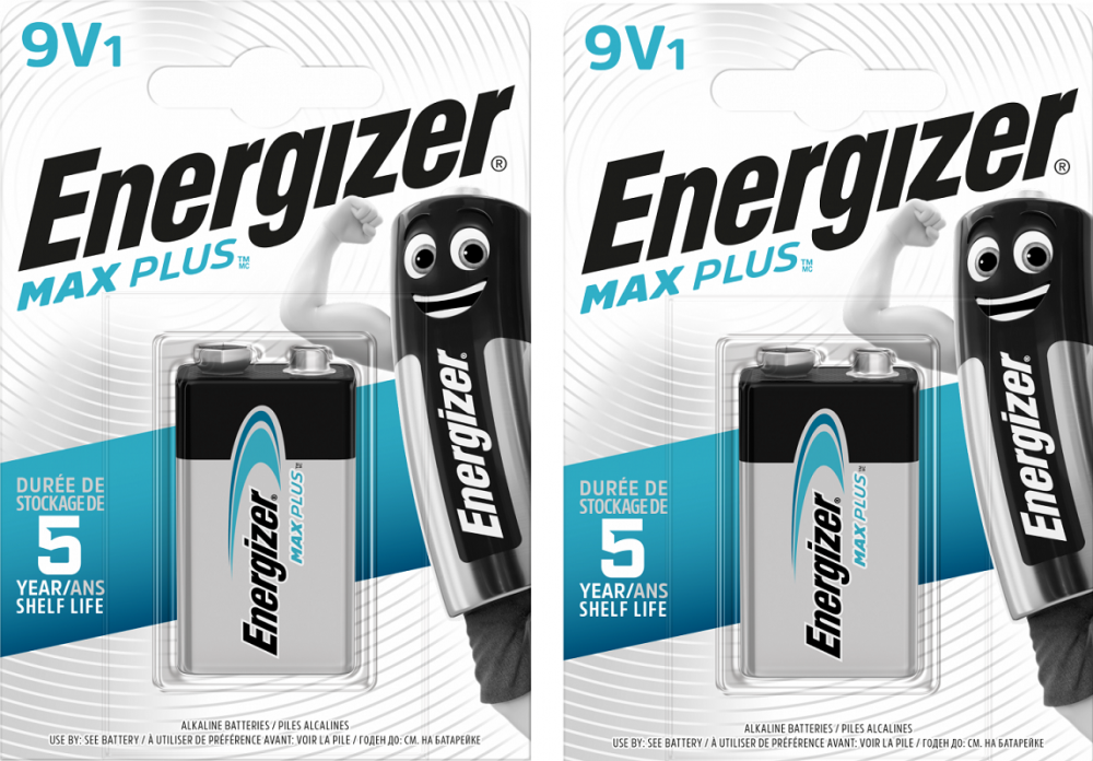 2x bateria alkaliczna Energizer Max Plus, E, 9V, 6LR61, 1 sztuka