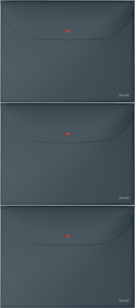 3x Teczka kopertowa Leitz Cosy, A4, z 2 przegródkami, na zatrzask, szary