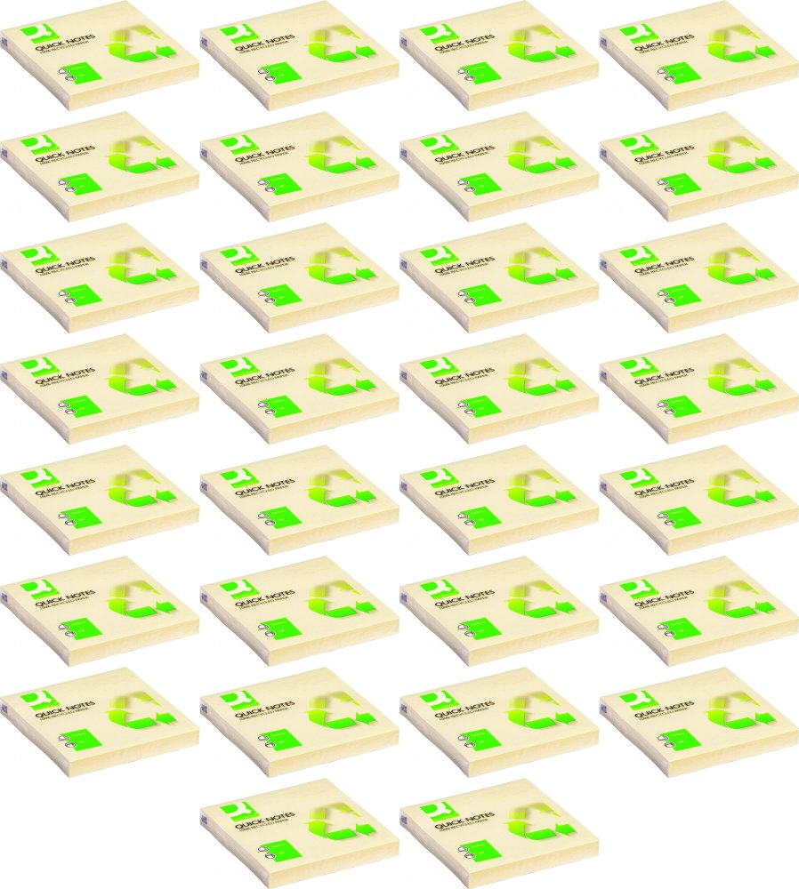 60x Karteczki samoprzylepne Q-Connect 100% Recycled, 76x76mm, 100 karteczek, żółty