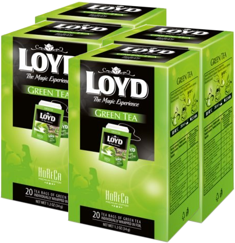 4x Herbata zielona w kopertach Loyd Horeca Green Tea, 20 sztuk x 1.7g