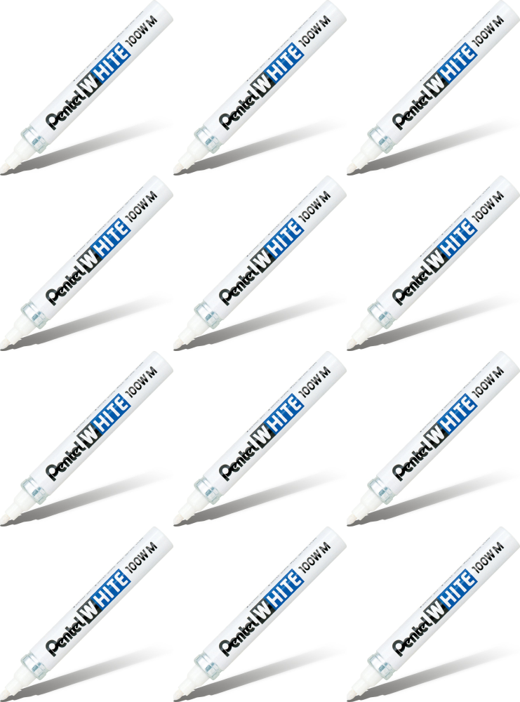 12x Marker olejowy Pentel X100W-M, okrągła, 3.9 mm, biały