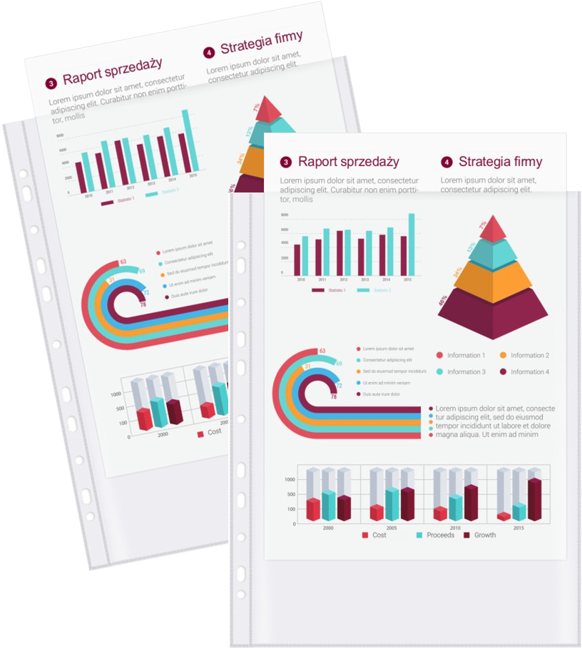 2x Ofertówki krystaliczne Biurfol, zawieszane, "U", A4, 150μm, 25 sztuk, transparentny