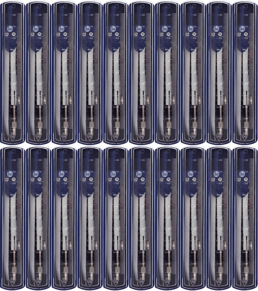 20x Cyrkiel szkolny MemoBe, z linijką, srebrny