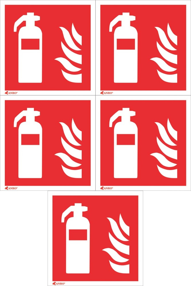 5x Naklejka informacyjna Anro, Z-F001-FS, "Gaśnica", 150x150mm