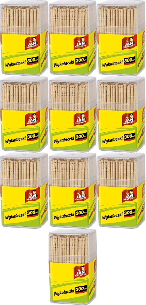 10x Wykałaczki Jan Niezbędny, drewno, w pudełku, 300 sztuk