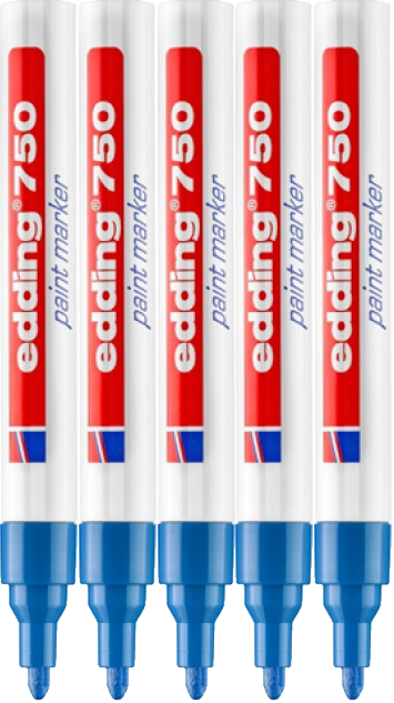 5x Marker olejowy edding 750, okrągła, 4mm niebieski