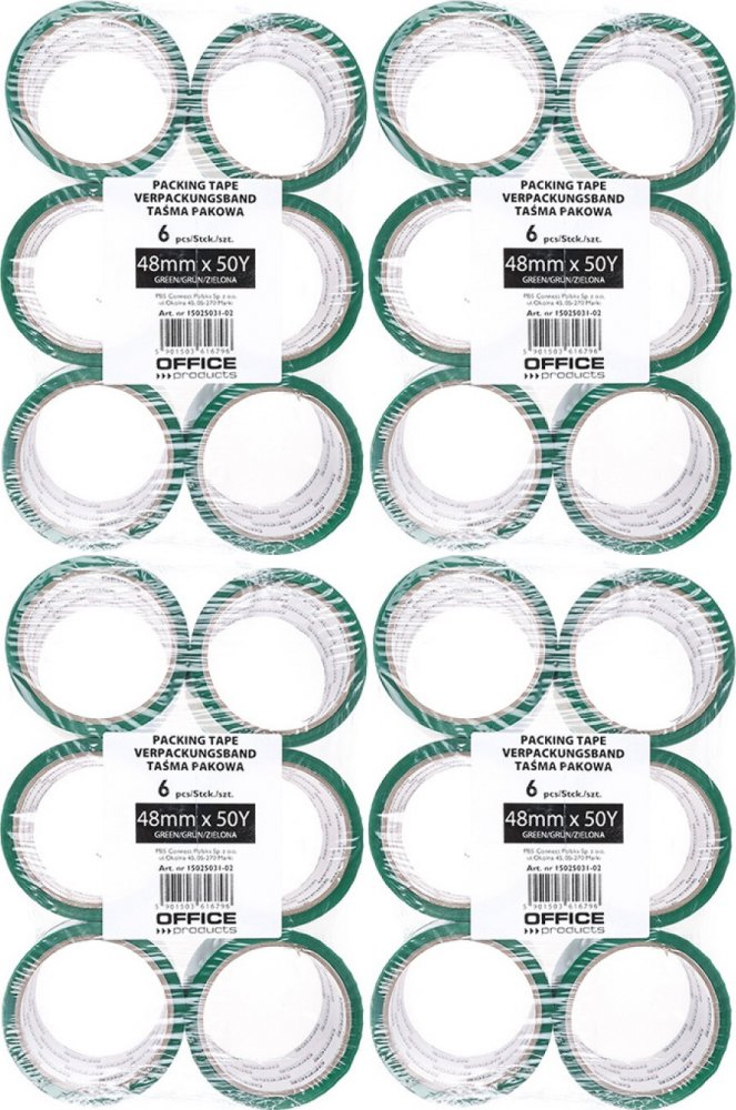 24x Taśma pakowa Office Products, akryl, 48mmx50yd, zielony