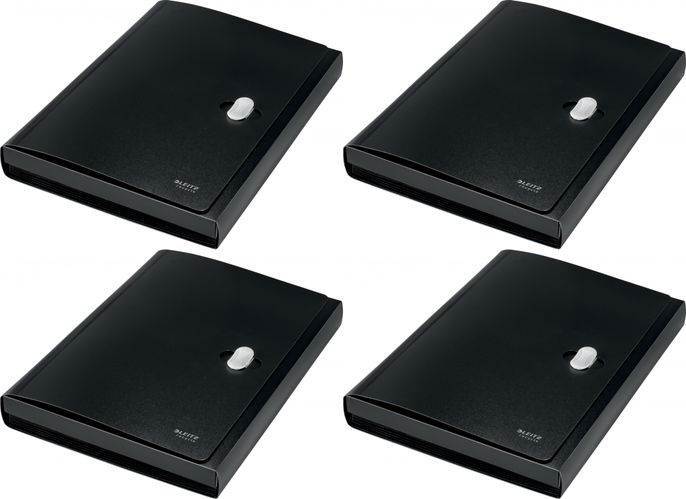 4x Teczka z przegródkami Leitz Recycle, A4, 5 przegródek, czarny