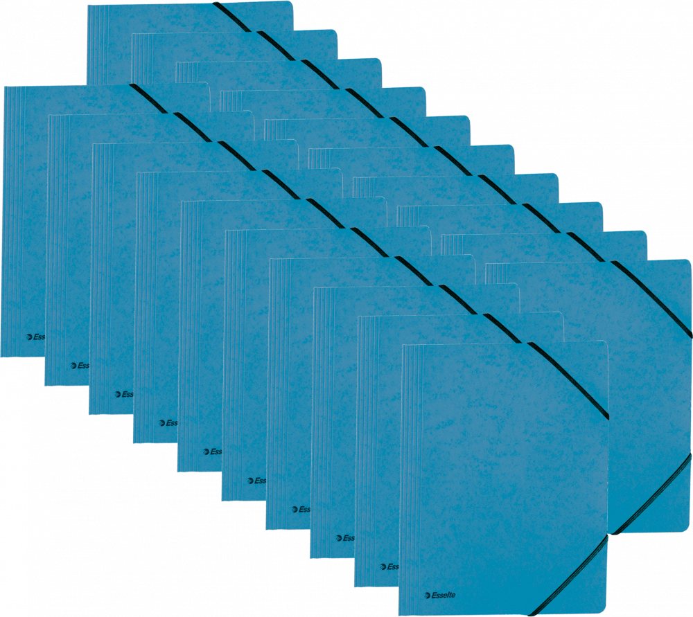 20x Teczka preszpanowa z narożną gumką Esselte, A4, 330g/m2, 4mm, niebieski
