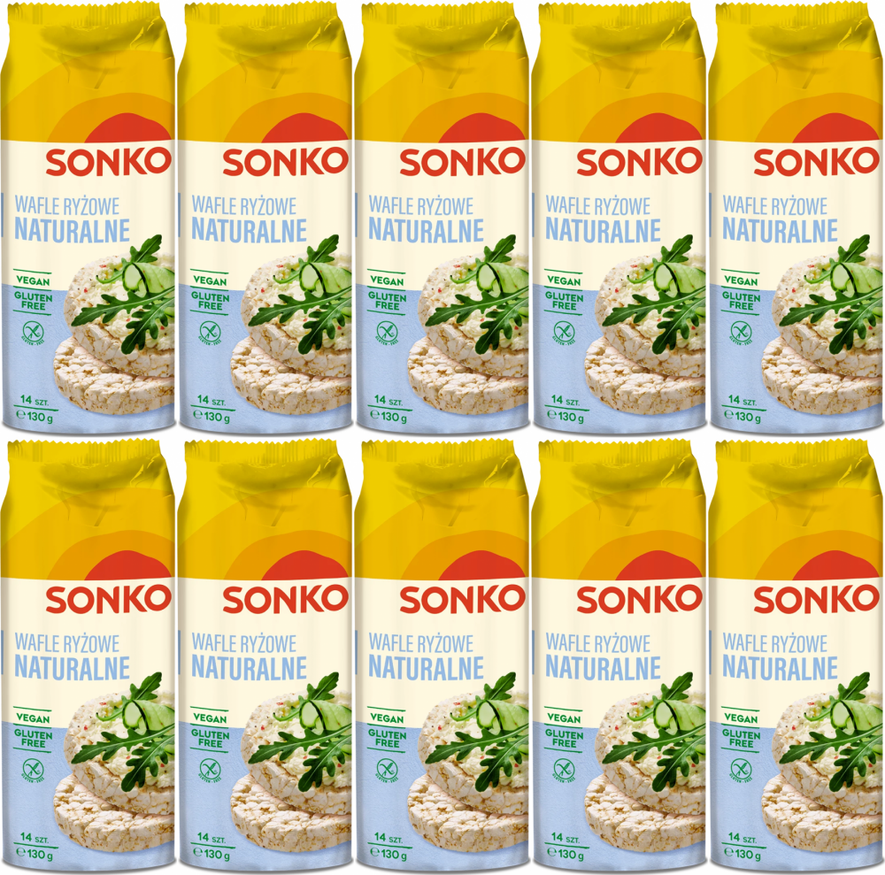 10x Wafle ryżowe Sonko, naturalne, 130g