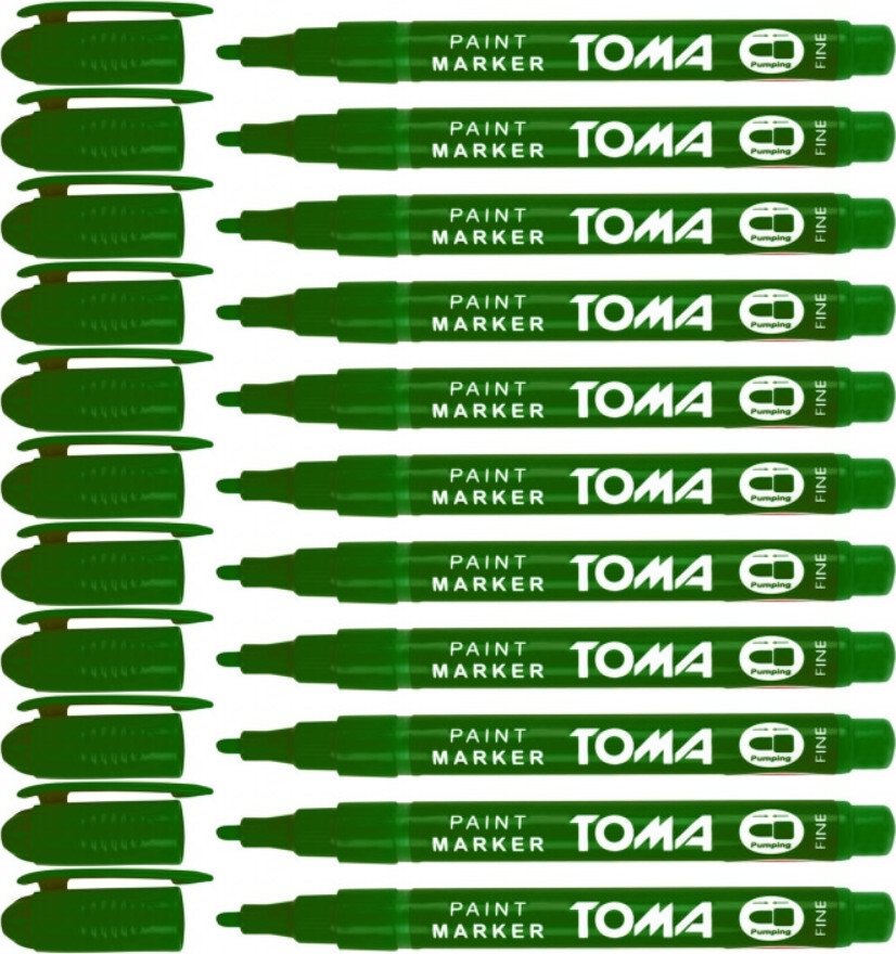12x Marker olejowy Toma TO-441, okrągła, fine, 1.5mm, zielony