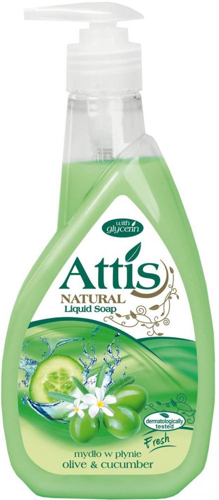 Mydło w płynie Attis Gold Drop, oliwka i ogórek, z dozownikiem, 400ml