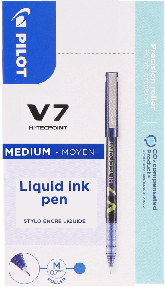 12x Cienkopis Pilot, BX-V7, 0.7mm, niebieski