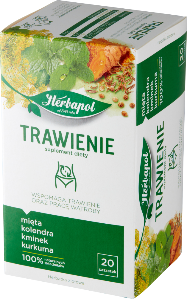 Herbata funkcjonalna w torebkach Herbapol, trawienie + praca wątroby, 20 sztuk x 2g