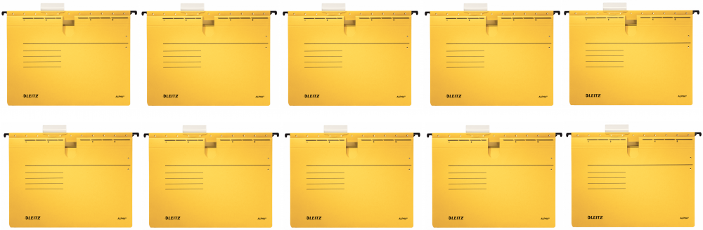 10x Skoroszyt zawieszany Leitz Alpha, A4, 348x270mm, 225g/m2, żółty