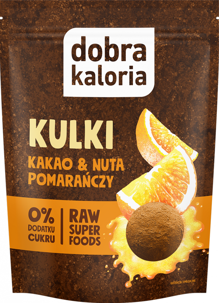 Kulki kakaowe dobra kaloria, kakao i nuta pomarańczy, bez cukru, 65g