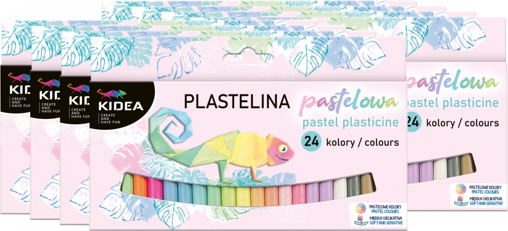 8x Plastelina Kidea, 24 sztuki, mix kolorów pastelowych