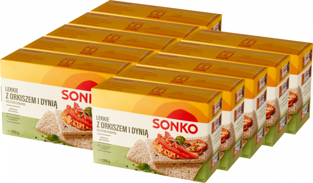 10x Pieczywo lekkie Sonko, z orkiszem i dynią, 170g