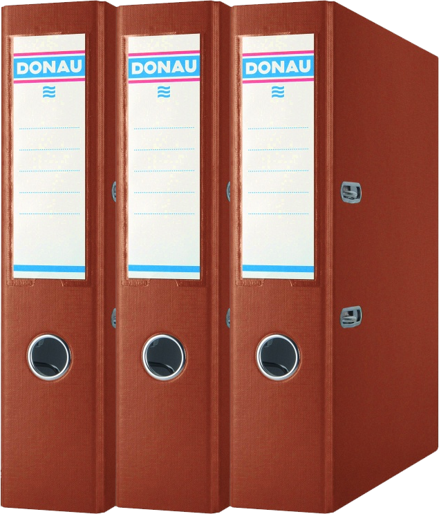 3x Segregator A4 Donau Master, szerokość grzbietu 75mm, do 500 kartek, miedziany