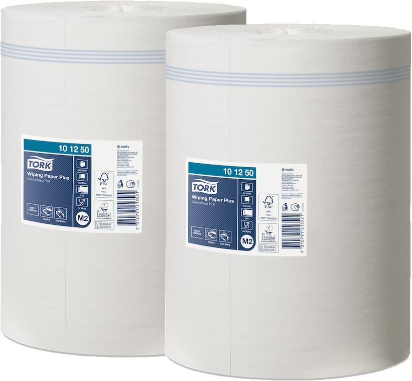 2x Czyściwo papierowe Tork 101250, do średnich zabrudzeń, M2, 2-warstwowe, 160m, 1 rolka, biały