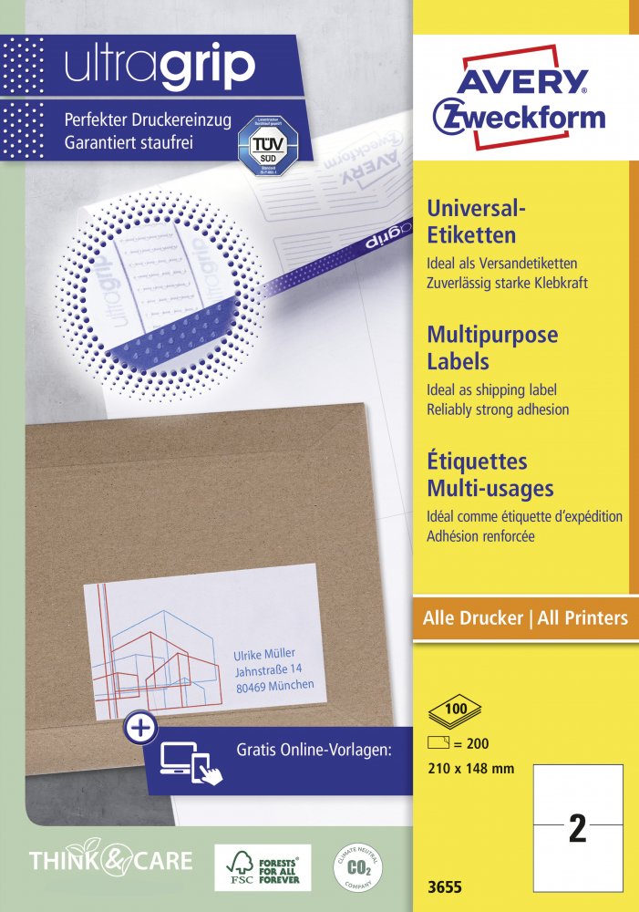Etykiety samoprzylepne Avery Zweckform, 210x148mm, 100 arkuszy