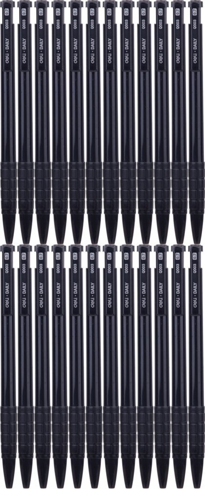 24x Pióro kulkowe Deli Daily, 0.7mm, czarny