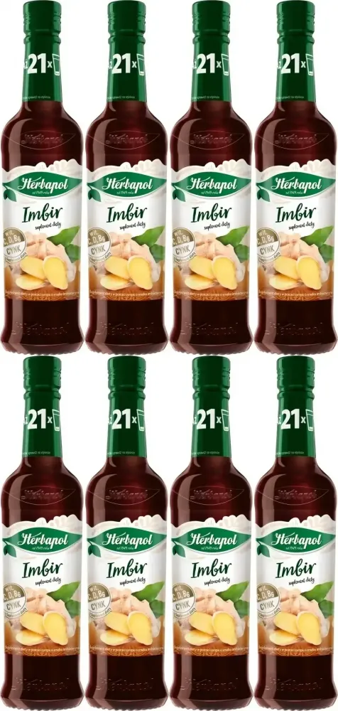 8x Syrop Herbapol Owocowa Spiżarnia, imbir, 420ml